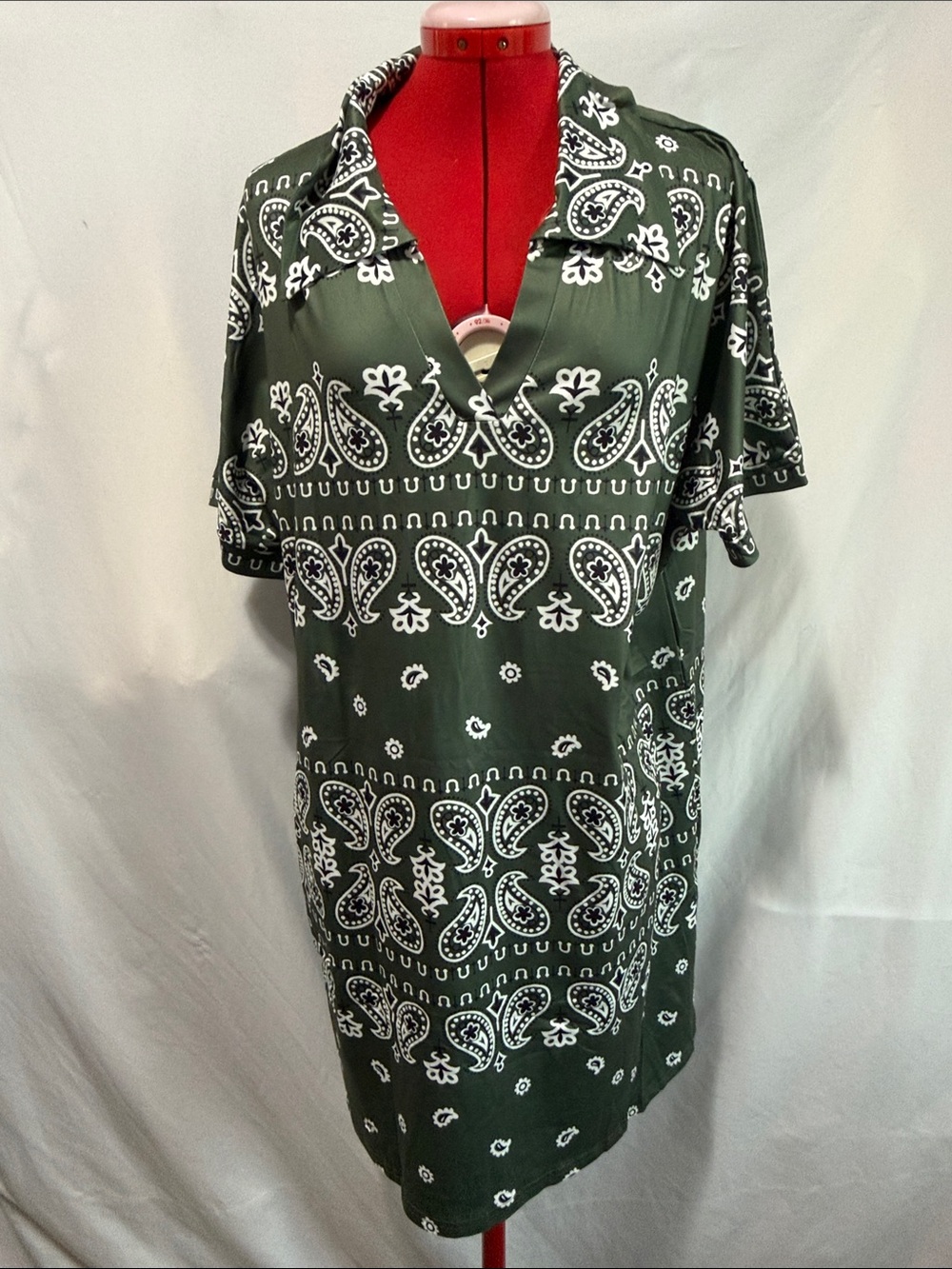Women's Olive Green Paisley Tunic Top